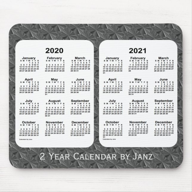 Mousepad 2020-2021 Diamantes pretos: 2 anos calendário de J (Frente)
