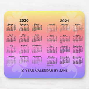 Mousepad 2020-2021 Rainbow Clovers Calendar de 2 anos por J