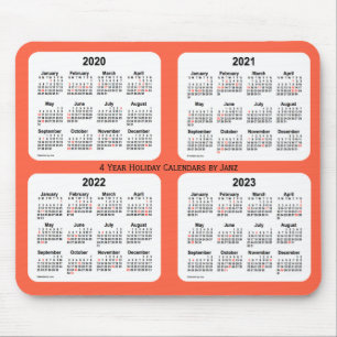 Mousepad 2020-2023 Tomato Red Holiday Calendar por Janz