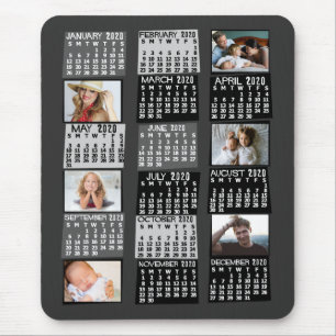 Mousepad 2020 Anos de Colagem de Foto Preta do Modo de Cale
