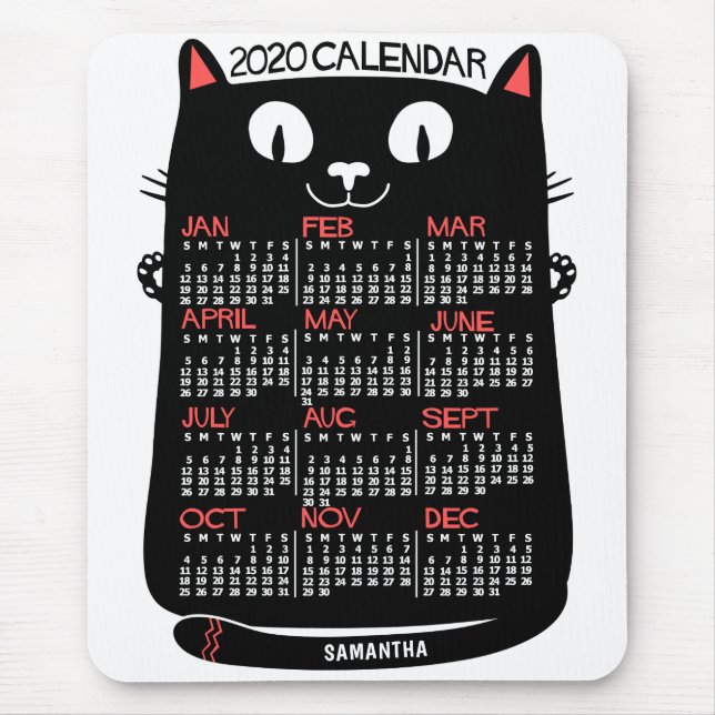 Mousepad 2020 Anos de Gato Preto do Século de Médio do Cale (Frente)