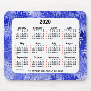 Mousepad 2020 Crazy Quilt Blue 52 Weeks Calendar de Janz