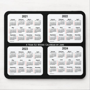 Mousepad 2021-2024 White Neon 52 Weeks Calendar de Janz
