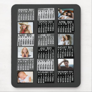Mousepad 2021 Ano Calendário Mensal Colagem de Fotos em Pr