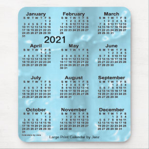 Mousepad 2021 Blue Water Large Print Calendar by Janz