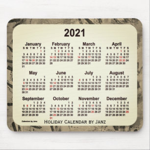 Mousepad 2021 Orange Sepia Holiday Art Calendar by Janz