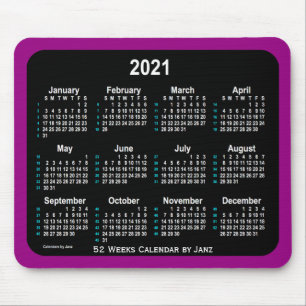 Mousepad 2021 Purple Neon 52 Weeks Calendar de Janz