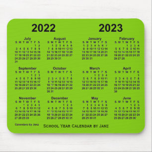 Mousepad 2022-2023 Calendário do Ano Escolar Verde Amarelo