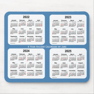 Mousepad 2022-2025 calendário do feriado do azul de aço p