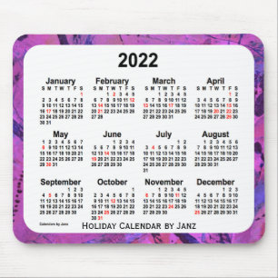 Mousepad 2022 Magenta Holiday Art Calendar by Janz