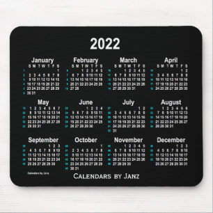 Mousepad 2022 Neon White 52 Weeks Calendar by Janz