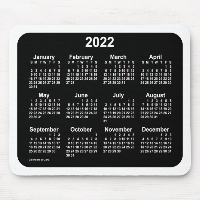 Mousepad 2022 Neon White Calendar de Janz Dois Tons (Frente)