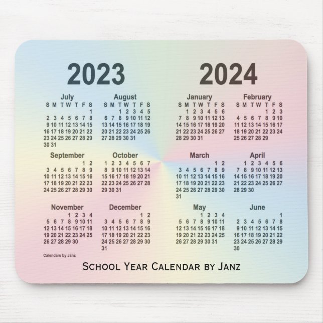 Mousepad 2023-2024 Calendário da Escola de Nuvem do Arco-ír (Frente)