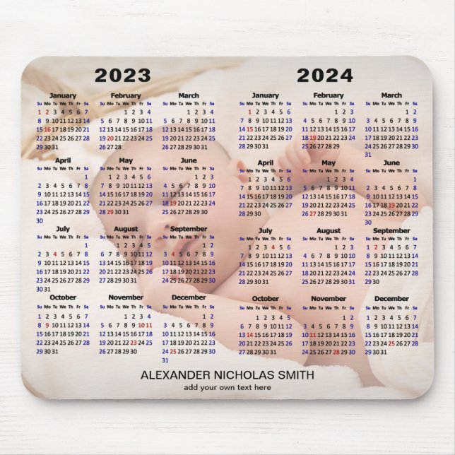 Mousepad 2023 - 2024 Calendário Personalizado Fotografia do (Frente)