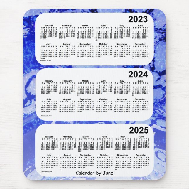 Mousepad 2023-2025 Blue Galaxy Calendar de 3 anos por Janz (Frente)