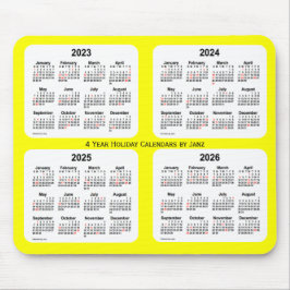 Mousepad 2023-2026 Calendário de Férias Amarelas de Janz