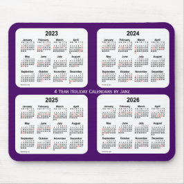 Mousepad 2023-2026 Calendário de Férias Roxas de Janz