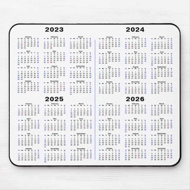 Mousepad 2023 - 2026 Calendário minimalista de 4 anos (Frente)