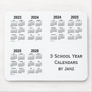 Mousepad 2023-2026 calendários do ano escolar do branco 3