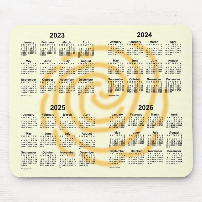 Mousepad 2023-2026 Dias Sunny 4 Anos Calendário de Janz (Frente)