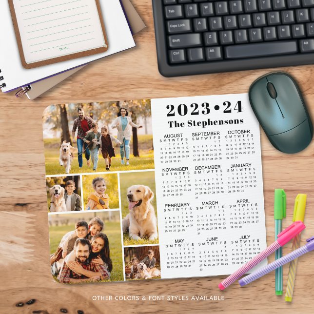 Mousepad 2023-24 Calendário Escolar 6 Fotos Personalizadas (Criador carregado)