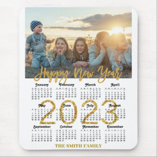 Mousepad 2023 Calendar Modern Gold Glitter Script Photo
