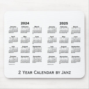 Mousepad 2024-2025 branco calendário de 2 anos por Janz