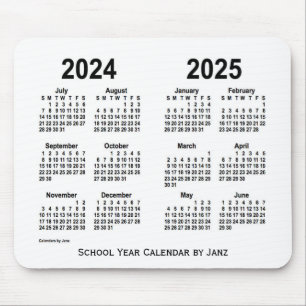 Mousepad 2024-2025 calendário branco da escola por Janz