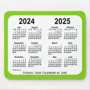 Mousepad 2024-2025 calendário da escola do verde amarelo