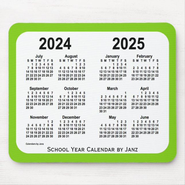 Mousepad 2024-2025 Calendário da Escola Verde Amarela de Ja (Frente)