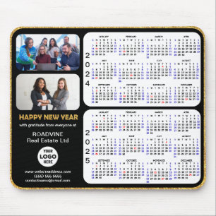 Mousepad 2024 2025 Calendário Dourado Script Corporativo 2
