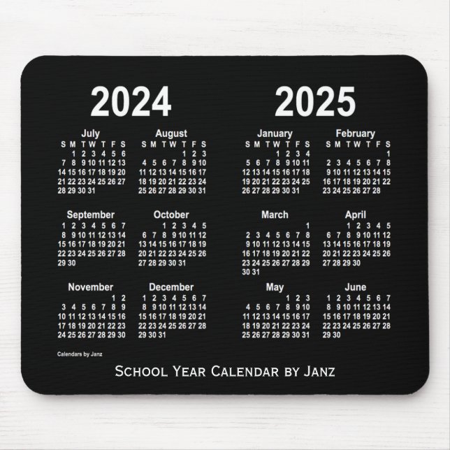 Mousepad 2024-2025 Calendário Neon White School por Janz (Frente)