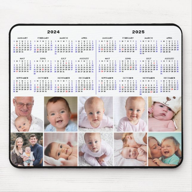 Mousepad 2024 - 2025 Calendário Personalizado 8 Feriados de (Frente)
