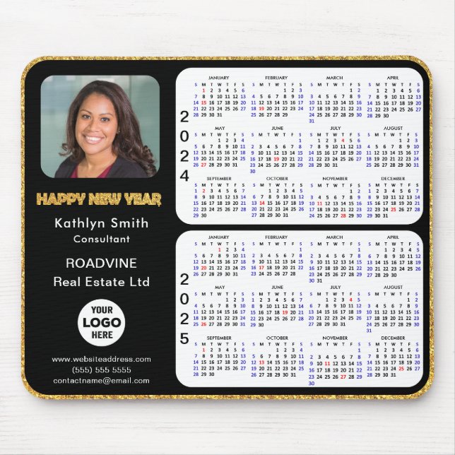 Mousepad 2024 - 2025 Foto corporativa de script Dourado do  (Frente)