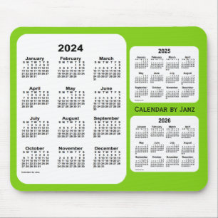 Mousepad 2024-2026 Calendário de 3 anos amarelo verde por 