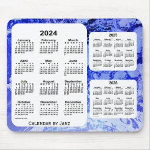 Mousepad 2024-2026 galáxia azul calendário de 3 anos por
