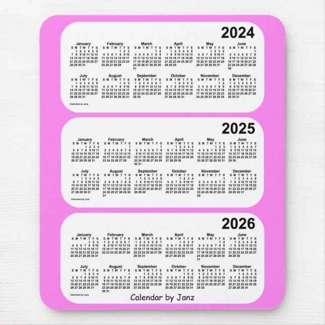 Mousepad 2024-2026 Violet 3 Year Calendar de Janz (Frente)