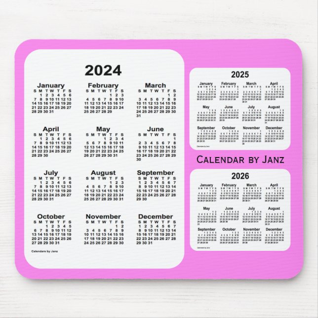 Mousepad 2024-2026 Violet 3 Year Calendar de Janz (Frente)