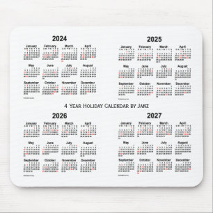 Mousepad 2024-2027 calendário branco do feriado por Janz