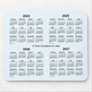 Mousepad 2024-2027 Calendário de 4 anos Alice Blue de Janz