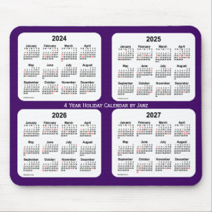 Mousepad 2024-2027 Calendário de Férias Roxas de Janz