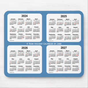Mousepad 2024-2027 calendário do feriado do azul de aço p