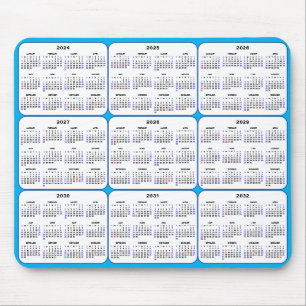 Mousepad 2024 - 2032 Calendário com feriados americanos no