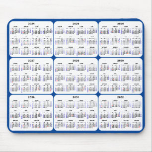 Mousepad 2024 - 2032 Calendário com feriados nos EUA no Mar