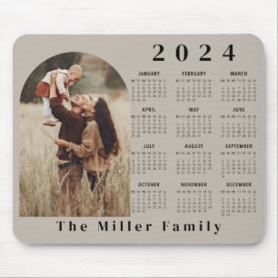 Mousepad 2024 Calendar boho moderno 1 foto elegante beige