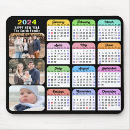 Mousepad 2024 Calendar Modern Black Family Photo Colorful