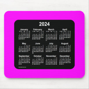 Mousepad 2024 Calendário de Tonalidade Magenta-Neon - Dois