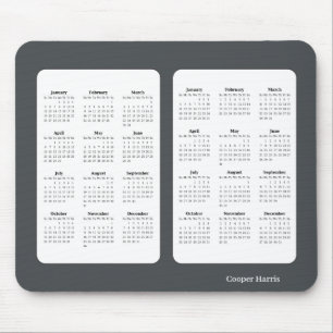 Mousepad 2025 - 2026 Calendário Básico Preto e Branco