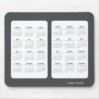Mousepad 2025 - 2026 Calendário Básico Preto e Branco
