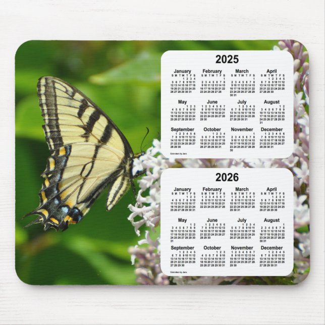 Mousepad 2025-2026 Calendário da Borboleta Swallowtail por  (Frente)